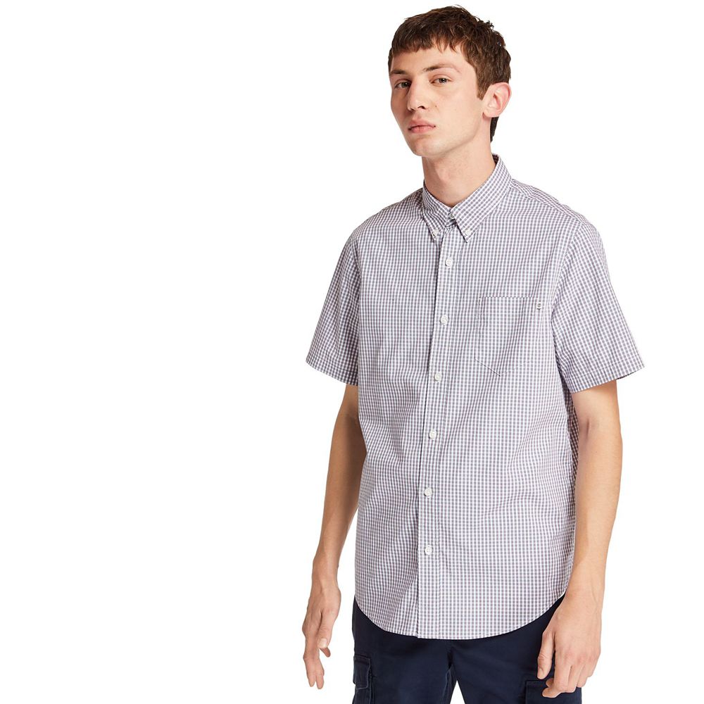 Timberland Mens Shirts Short-Sleeve Saco River Stretch - White - India YF0573842